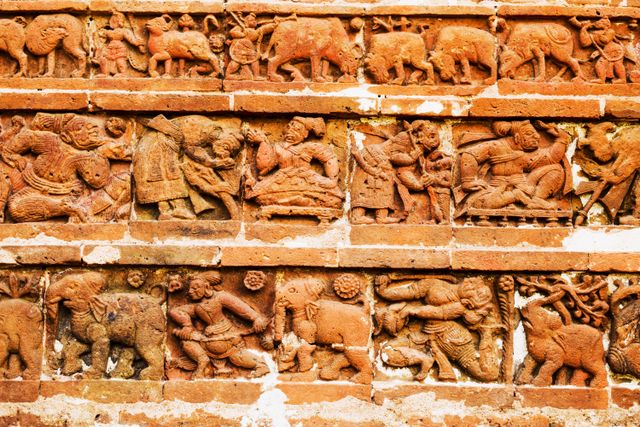 The preparation of a war... Terracotta temples, Bishnupur.