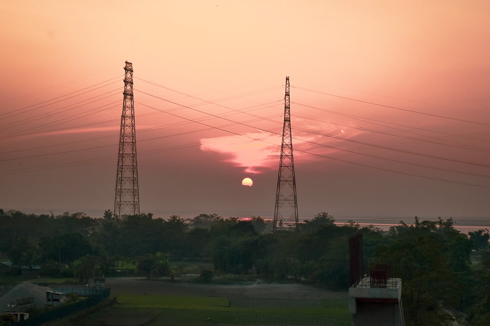 Sunset over Bramhaputra river