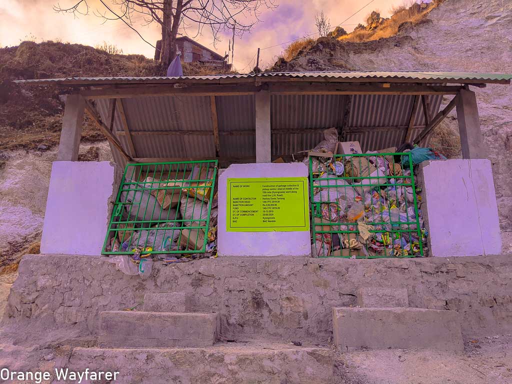 Waste management at high Himalayas: Old Silk Route Zuluk near Changu lake