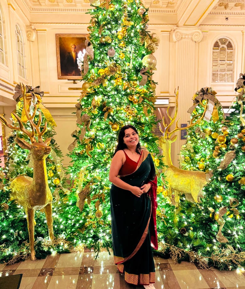 Christmas decor at hotel lobby of new orleans